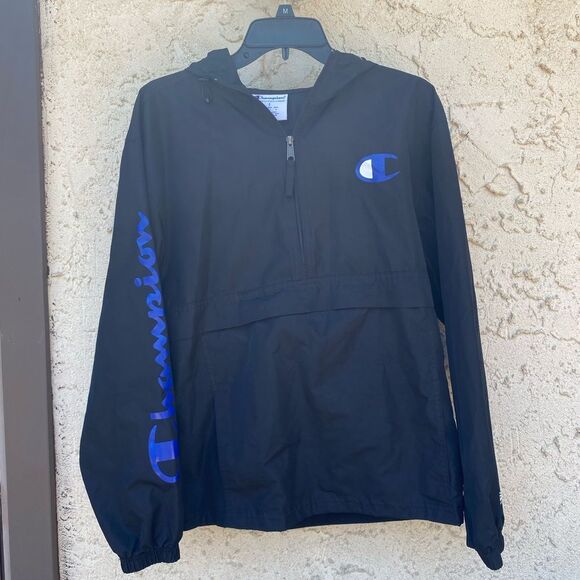 Champion Size Small Men’s Blue and Black Lightweight rain jacket hooded - Picture 2 of 8